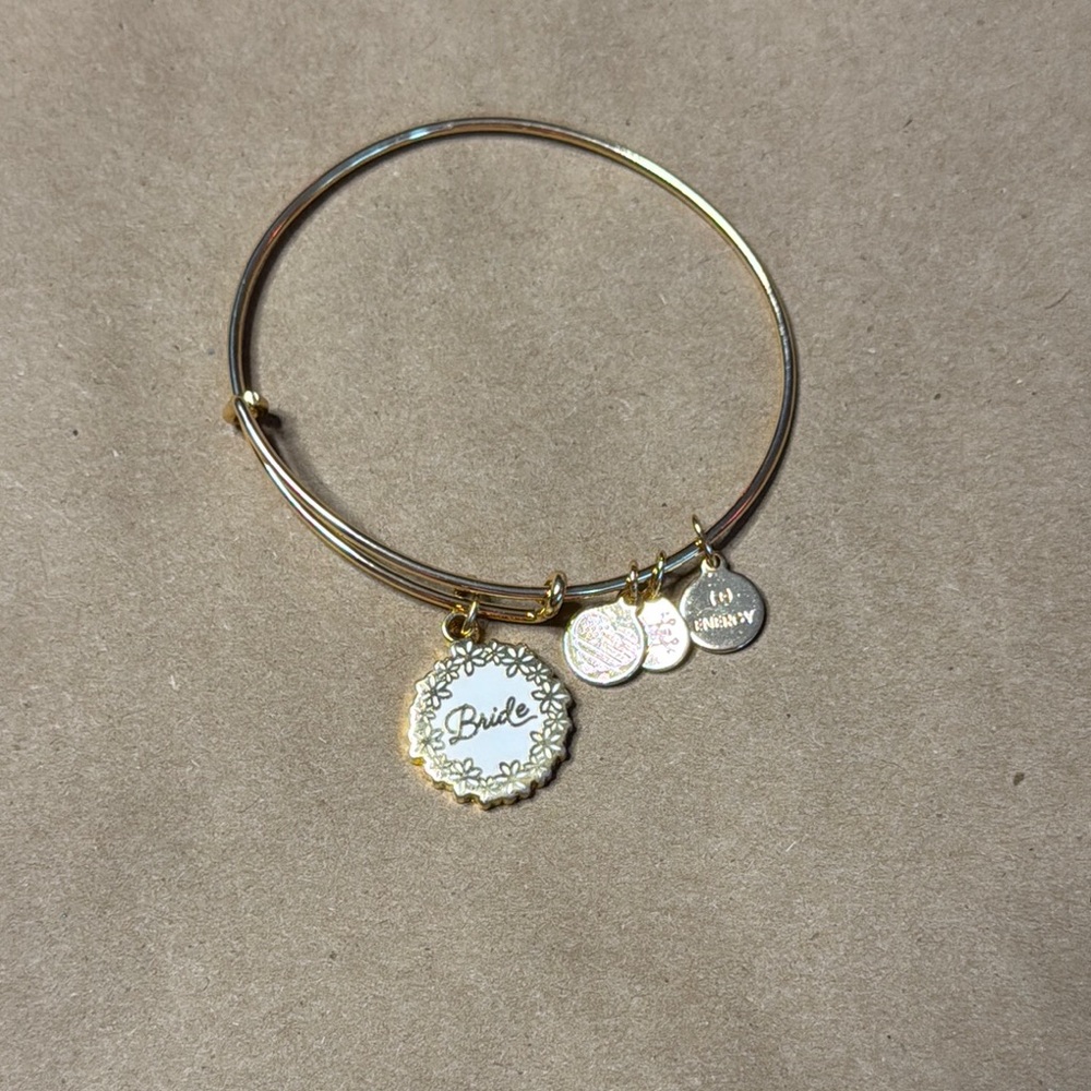 Alex & Ani Style Gold Bride Charm Bracelet
